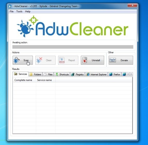 Использование AdwCleaner