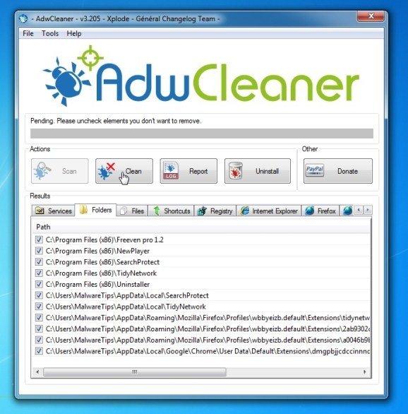 Использование AdwCleaner