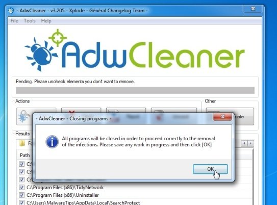 Использование AdwCleaner