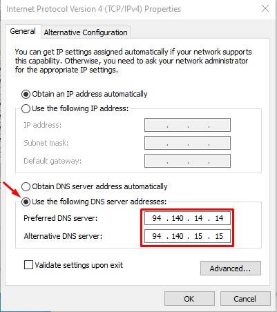 Введите адрес DNS-сервера