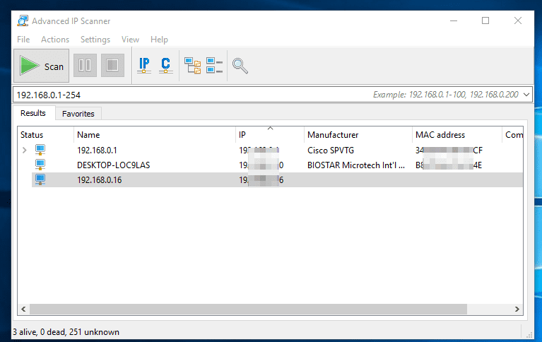 Использование расширенного IP-сканера