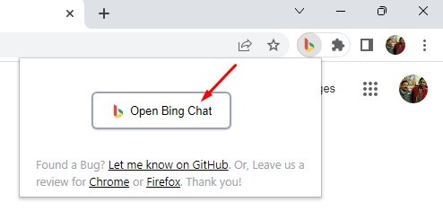 Открыть чат Bing