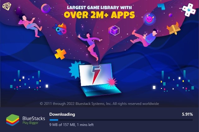 дождитесь установки эмулятора BlueStacks