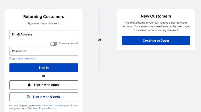 войдите в систему с помощью Google/Apple