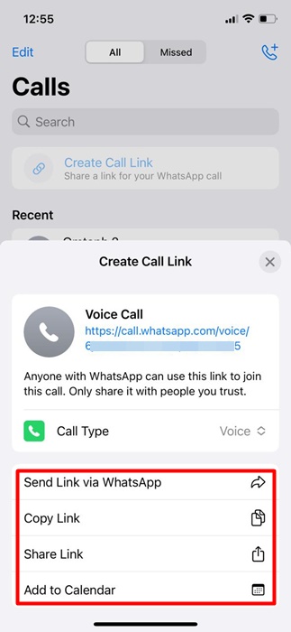 Отправить ссылку через WhatsApp