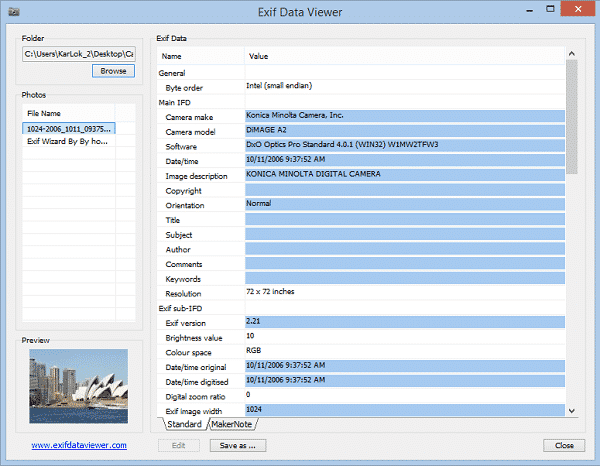 Проверьте метаданные или данные Exif