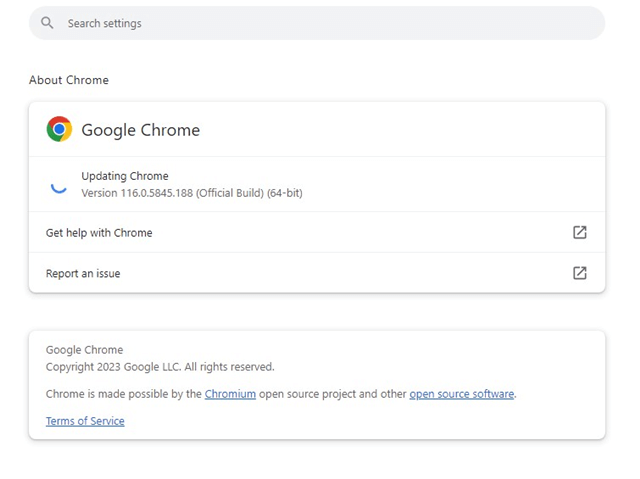 Google Chrome устанавливает все ожидающие обновления