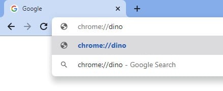 введите «chrome://dino» в адресной строке