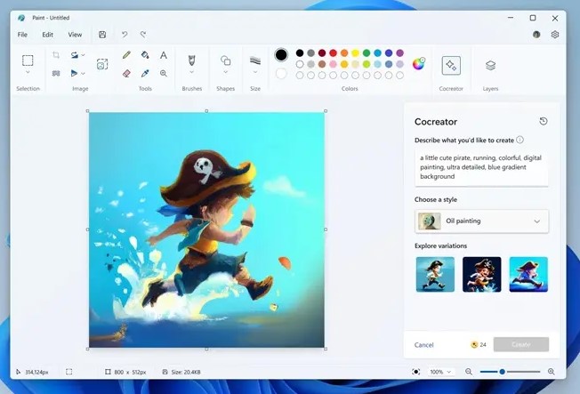 Создавайте изображения AI, такие как Photoshop, бесплатно с помощью Paint Cocreator