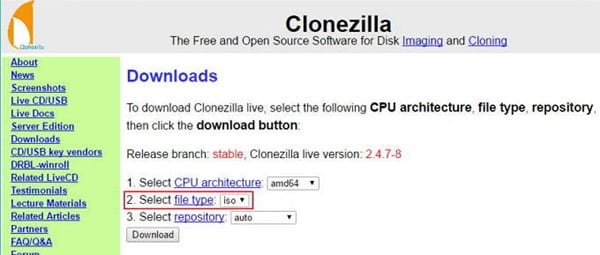 Сделать Clonezilla Live Disk