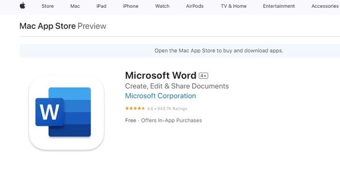 Загрузите Microsoft Word 2021 для Mac