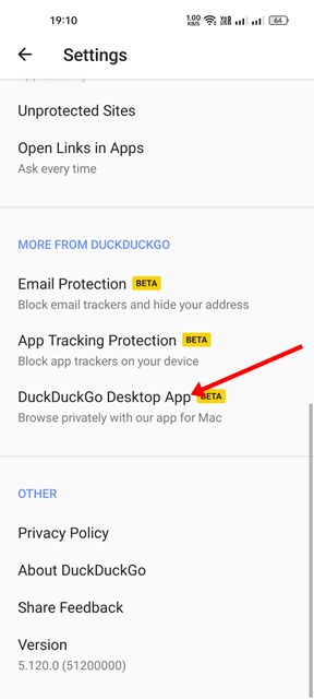 Приложение DuckDuckGo для ПК