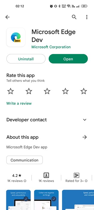 Разработчик Microsoft Edge