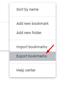 нажмите «Экспортировать закладки»