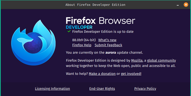 Загрузите последнюю версию Firefox Developer Edition