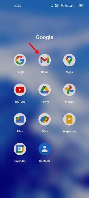 откройте приложение Gmail