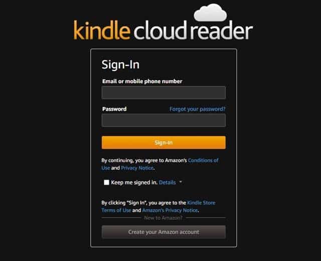 Веб-сайт Amazon Kindle