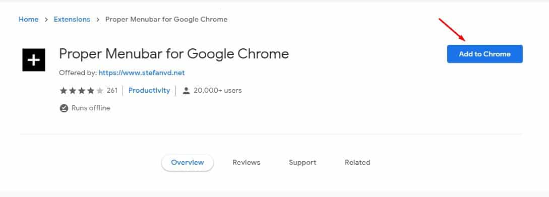 Нажмите кнопку «Добавить в Chrome».