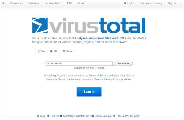 Посетите Virus Total