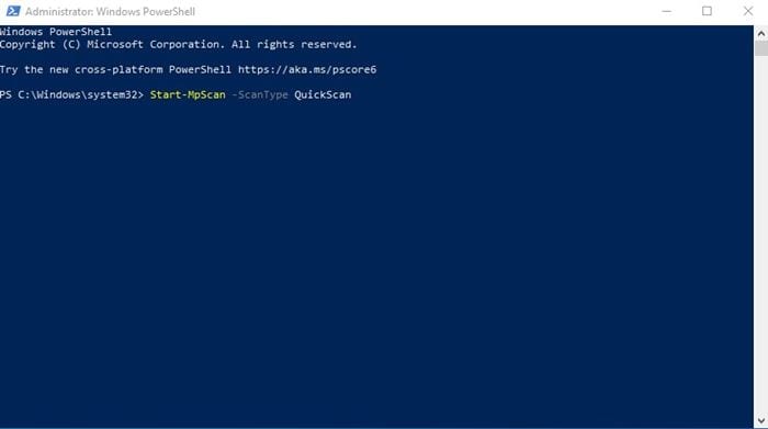 Запустите быстрое сканирование с помощью PowerShell