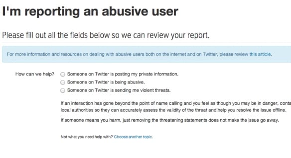 Сообщите об оскорбительном или оскорбительном поведении в Твиттере