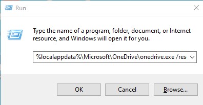 Сбросить OneDrive