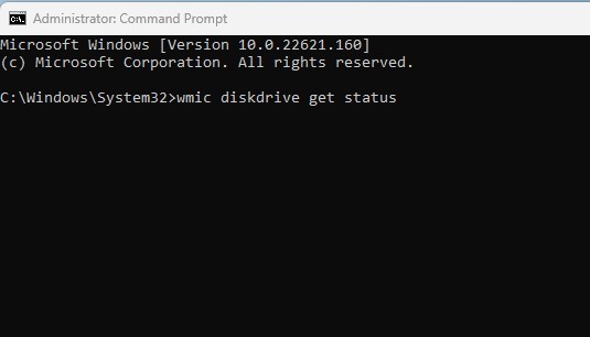 wmic diskdrive получить статус