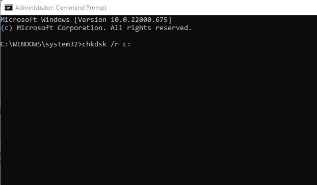 chkdsk /r c: