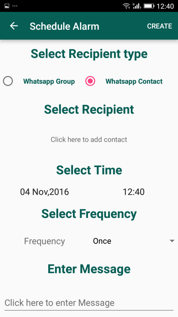 Выберите «Параметры планировщика» для WhatsApp.