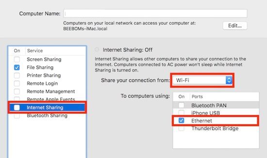 Поделитесь Интернетом с Mac через Wi-Fi или Ethernet