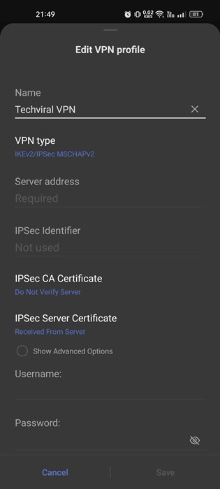 Отключите настройки VPN/прокси