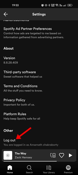 Выйдите из Spotify и войдите снова.