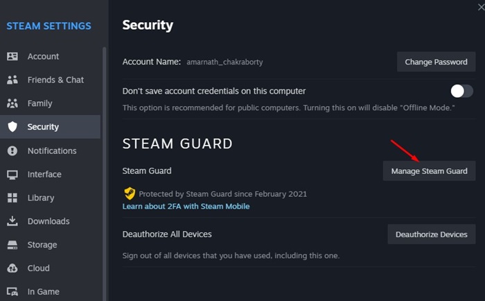 Управление Steam Guard