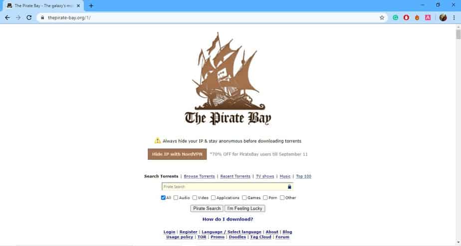 Посетите сайт The Pirate Bay