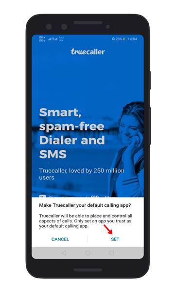 сделать TrueCaller приложением для звонков по умолчанию