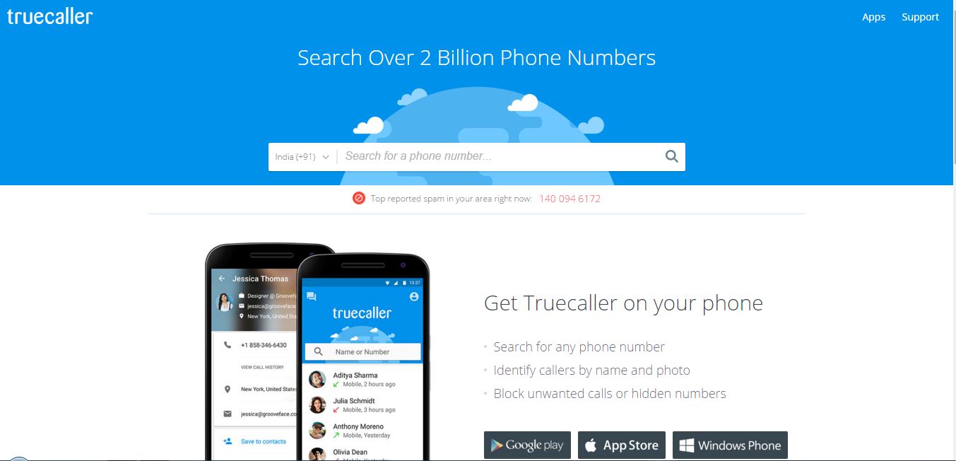 Посетите веб-сайт Truecaller