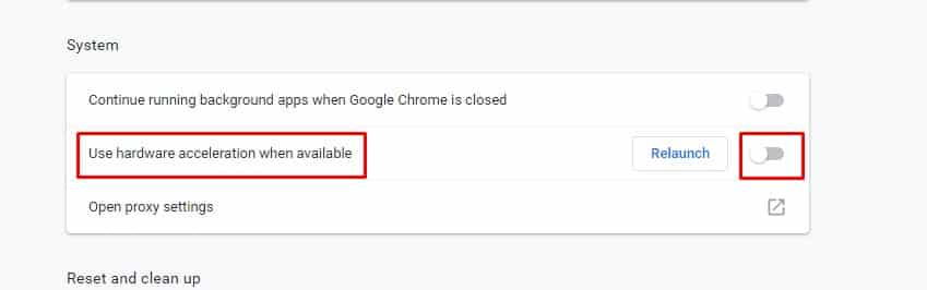 Отключить аппаратное ускорение в Chrome