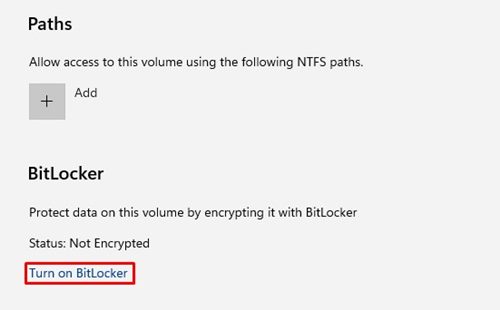 Включите BitLocker