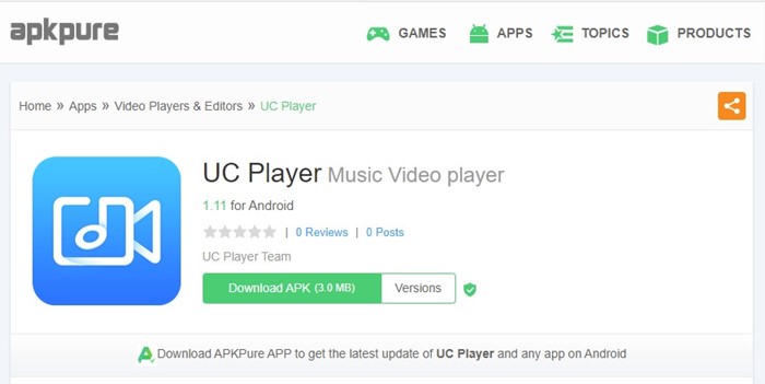 возьмите APK-файл UC Player