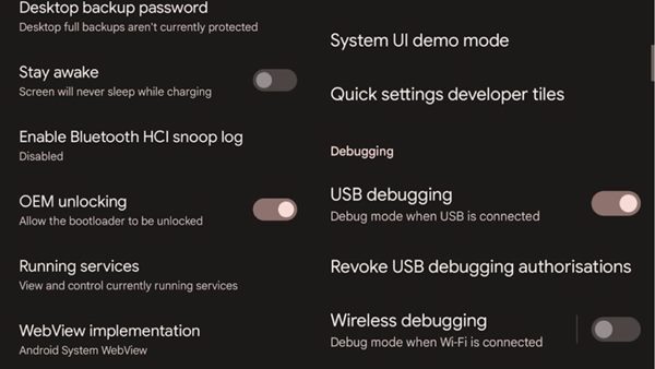 Включить отладку по USB и разблокировку OEM