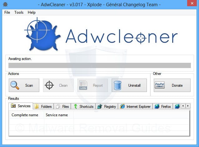 Интерфейс ADWCleaner