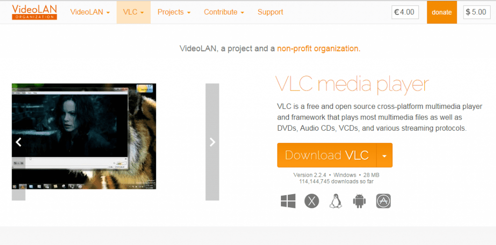 Загрузите и установите медиаплеер VLC