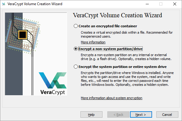 Мастер создания тома Veracrypt