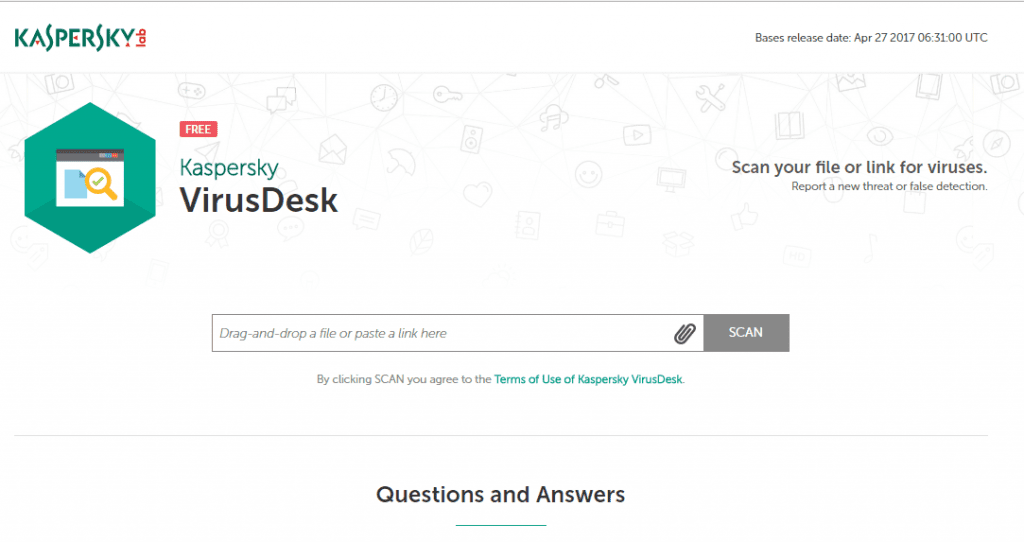 Посетите Касперский VirusDesk