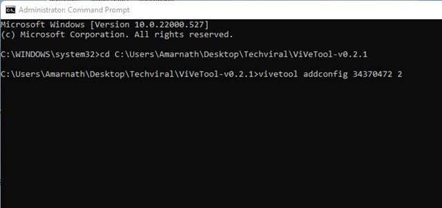 vivetool addconfig 34370472 2