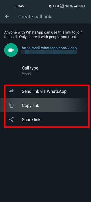 поделитесь ссылкой для звонка в WhatsApp