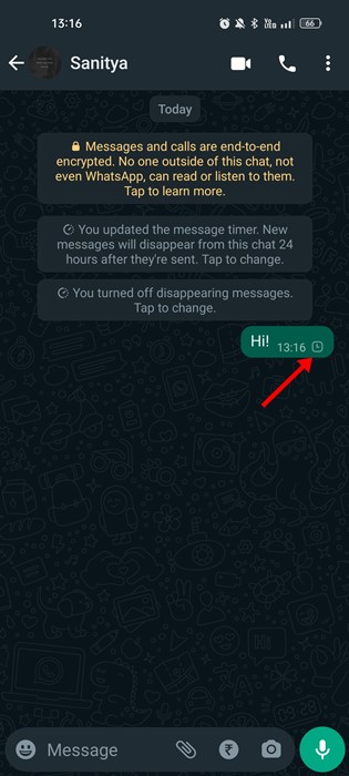 Что означает таймер в чате WhatsApp?