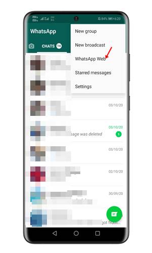 Выберите «WhatsApp Web».