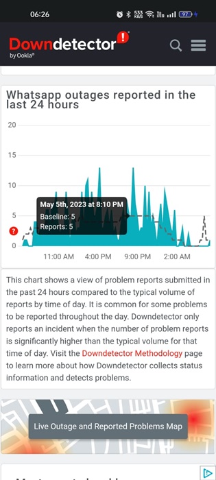 Проверьте, не отключены ли серверы WhatsApp