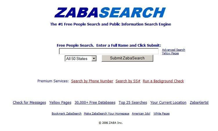 Используйте Zabasearch